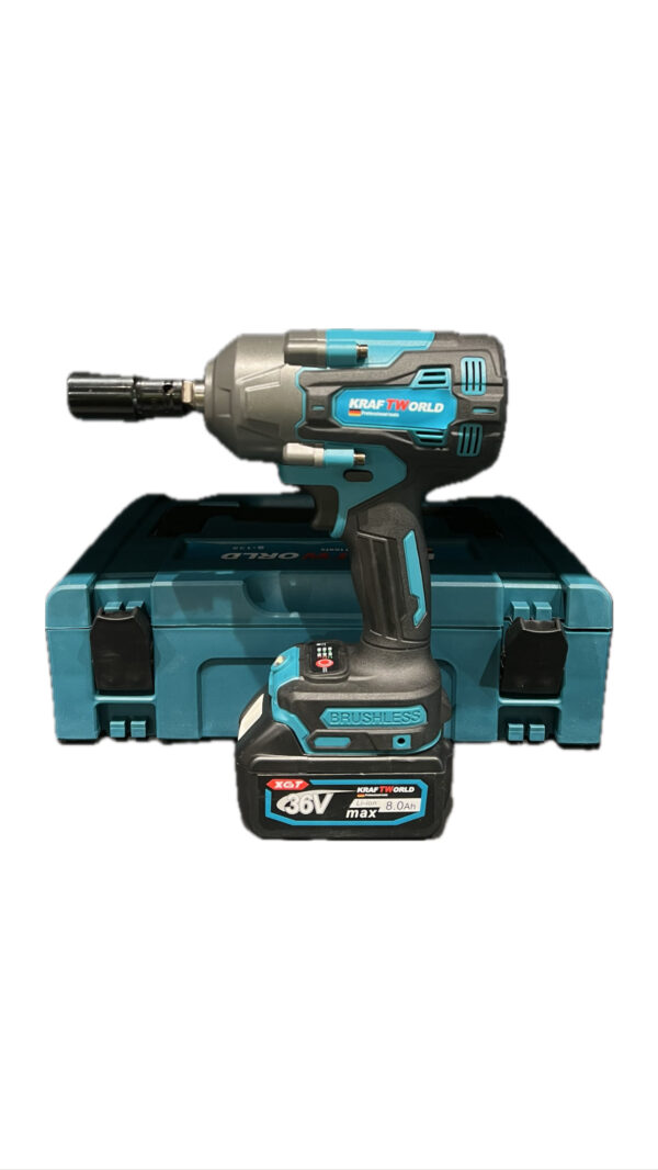 Ισχυρό ασύρματο μπουλονόκλειδο 36V Brushless από την KraftWorld με μέγιστη ροπή έως 180 Nm 2 μπαταρίες 8 Ah και εργονομική λαβή.